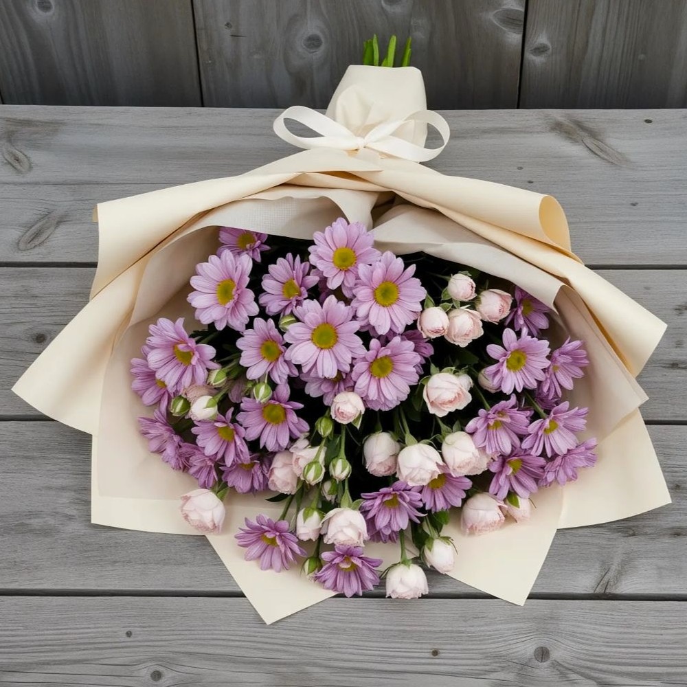 Букет цветов из: Розы и Хризантемы в Октябрьском Архангельской области