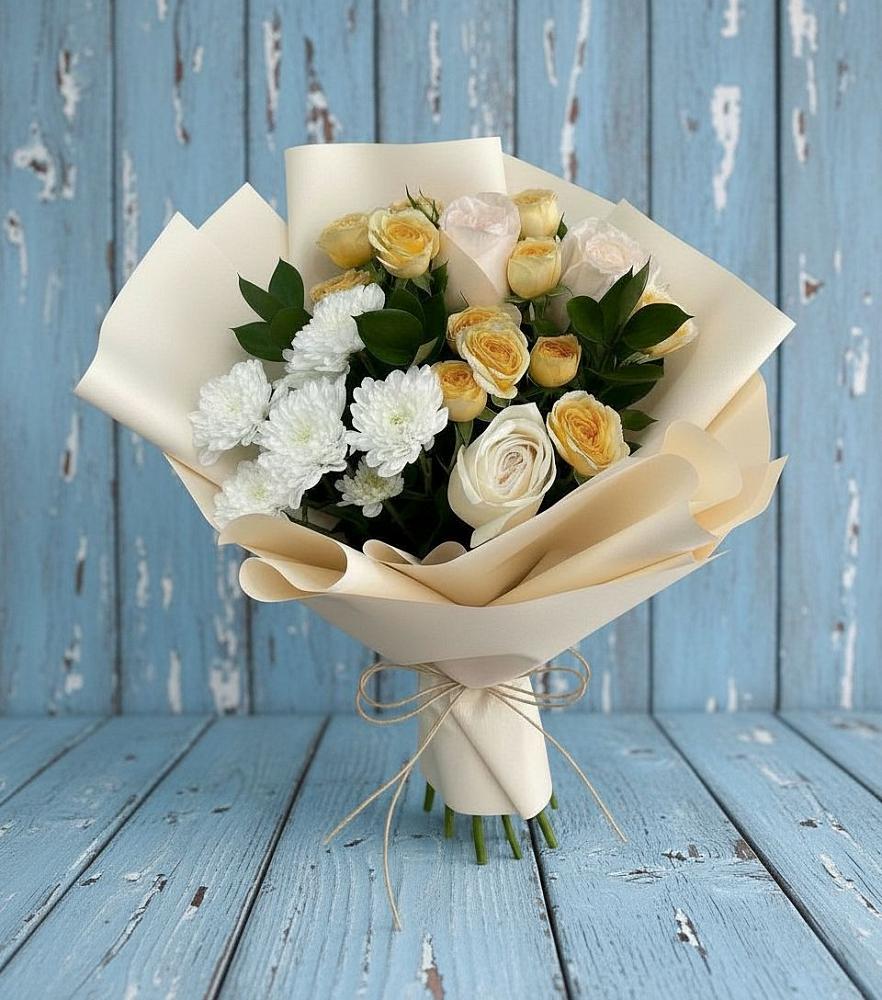 Букет цветов из: Розы и Хризантемы в Октябрьском Архангельской области