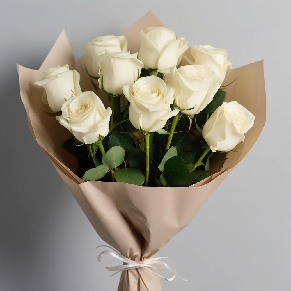 Букет 9 Белых роз Эдлесс Лав в Октябрьском Архангельской области