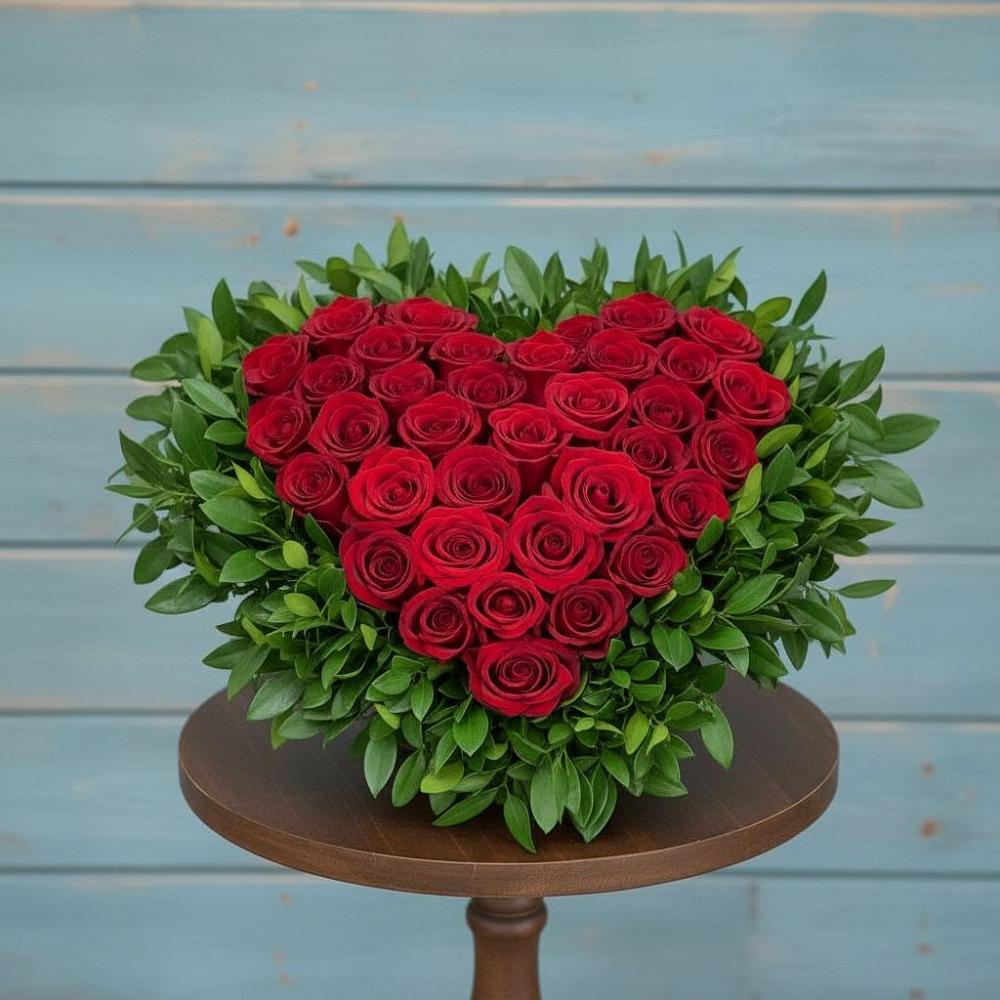 Цветочная композиция из Розы в виде сердца в Октябрьском Архангельской области