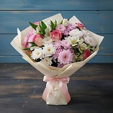 Букет цветов из:  Хризантемы, Альстромерии и Розы в Октябрьском Архангельской области