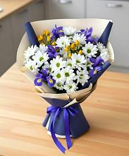 Букет цветов из:  Розы, Ирисы и Хризантемы #REPLACE_PRED# Октябрьском Архангельской области