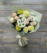 Букет цветов из:  Альстромерии, Розы и Хризантемы в Октябрьском Архангельской области