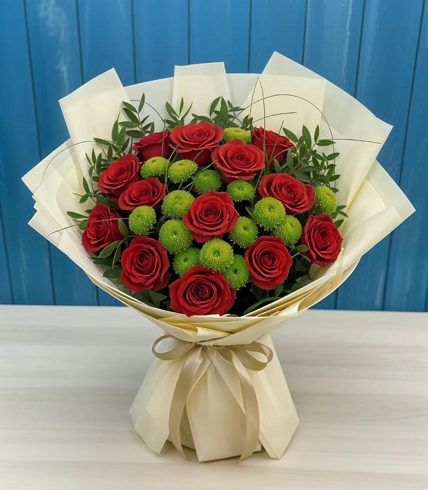 Букет цветов из: Розы и Хризантемы в Октябрьском Архангельской области